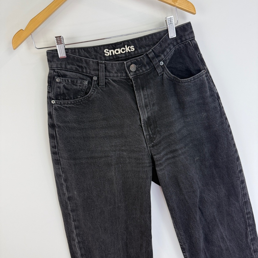 Mother Snacks Jeans Womens 28 Black HW Double Stack Hover Straight Leg - Picture 3 of 16